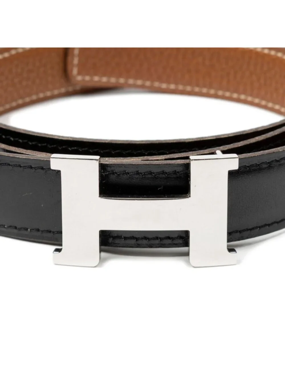 Hermes Constance Belt 32 Black Brown Box Leather